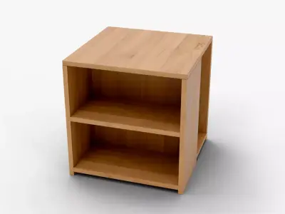 Modern Wooden Book Shelf 3D Model - Low Poly Furniture Low-poly 3D model