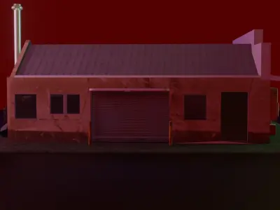 building with neon sign Free low-poly 3D model