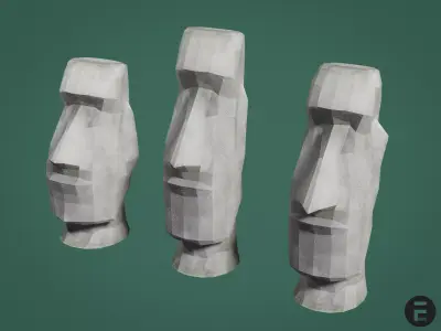 Moai statue - Easter Island Low-poly 3D model