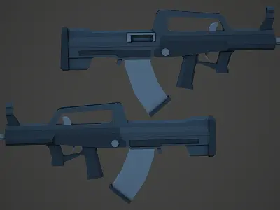 Stylized QBZ-95 Rifle Low Poly Mobile Ready Low-poly 3D model