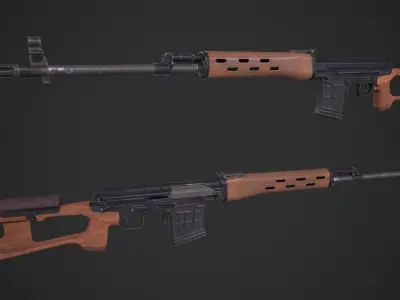 SVD Dragunov Sniper Rifle Low-poly 3D model