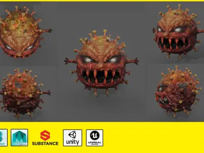 Covid monster Low-poly 3D model