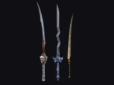 Sword Edged Weapon One Handed Medieval Melee Knife Iron Blade Low-poly 3D model