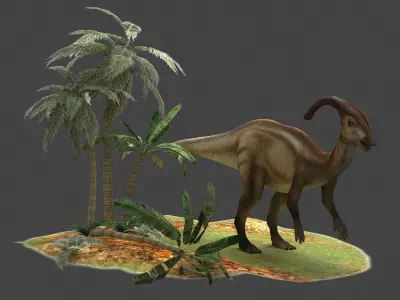 parasaurolophus parasaur dinosaur herbivore casamasso 3D model