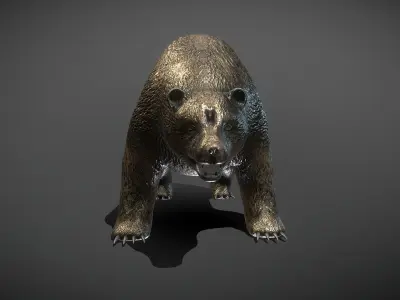 Bear Bronze Statue Low-poly 3D model
