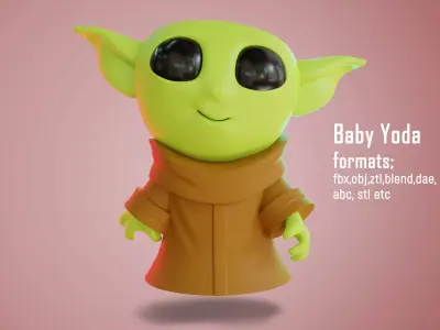 Baby Yoda 3d low poly model Low-poly 3D model