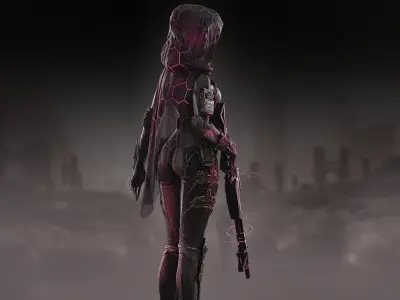 Sci Fi Sniper Girl  Low-poly 3D model