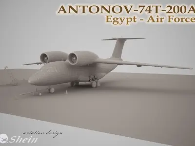 Antonov-74T-200A Egypt - Air Force Low-poly 3D model Low-poly 3D model