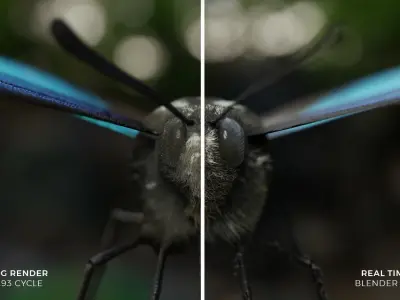 Blue Morpho Butterfly Low-poly 3D model