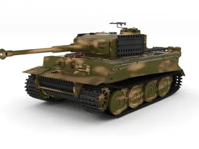 Fully built Panzer Tiger Tank Late 1944 v2 Firing 3D model