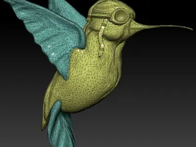 COLIBRi hummingbird with goggles Low-poly 3D model