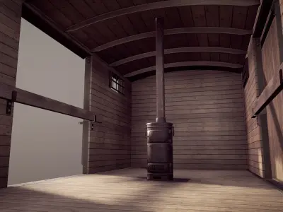 Railway Covered Goods Wagon 18T Vr5 DR Green Low-poly 3D model