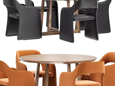 Echo Petite Chair and Vessel Round Table Low-poly 3D model