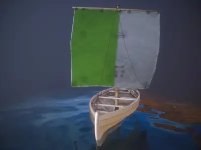 Knarr - Medieval Sailboat Low-poly 3D model Low-poly 3D model
