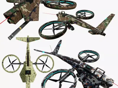 Military Hover Drone Low-poly 3D model