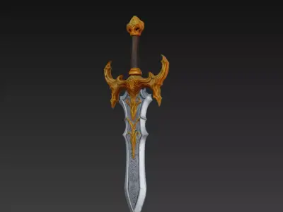 Royal Guard Fantasy Sword - Low Poly Stylized 3D Weapon Low-poly 3D model