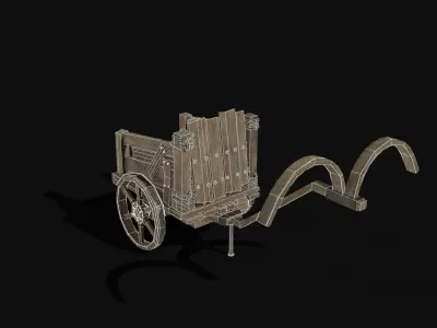 CHARIOT CART CAR WAGON TRAILER HORSE CARRIAGE HARNESS COLLECTION Low-poly 3D model