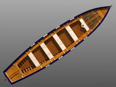 Captain Gig Boat 19th Century Low-poly 3D model