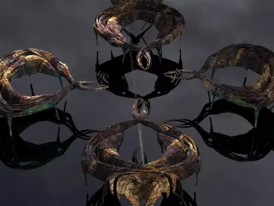 Sea Flower sci fi sculpture 4 Low-poly 3D model