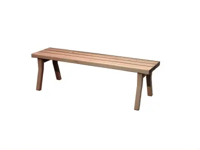 Simple Outdoor Wooden Bench Minimal Park Seating Free low-poly 3D model