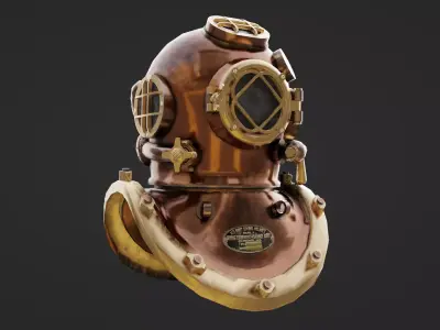Old Diving Helmet Low-poly 3D model
