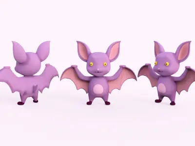 Cartoon Bat Cute  Low-poly 3D model