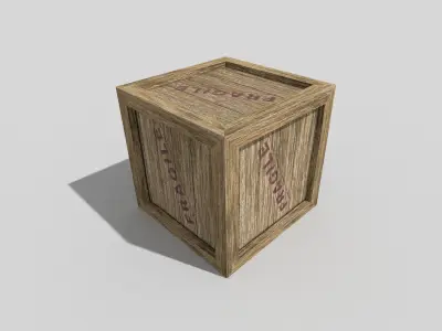 low poly wooden box Low-poly 3D model