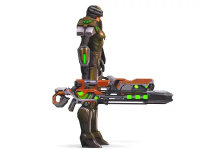 Sci-Fi Woman Cyborg Drone Sniper Female Soldier Low-poly 3D model