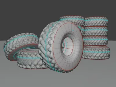 Wheel Loader Tyres Low-Poly Version Low-poly 3D model