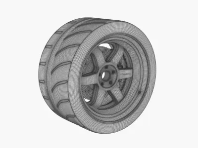 Wheel TE37v  Low-poly 3D model