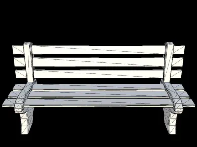 Bench Low-poly 3D model 14