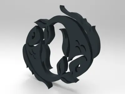 Pisces 3D zodiac symbol with two fish in middle Free 3D print model