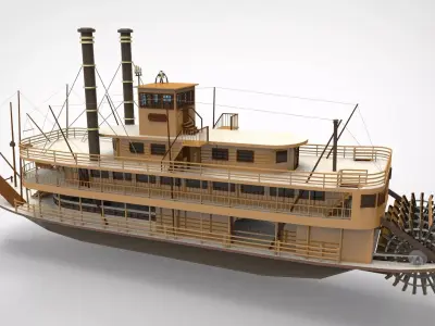 Paddle Steam Boiler Ship 3D model