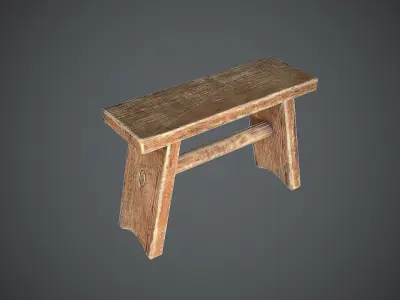 Bench Small Medieval Free low-poly 3D model