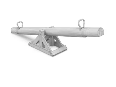 Teeterboard wooden cannon 3D model