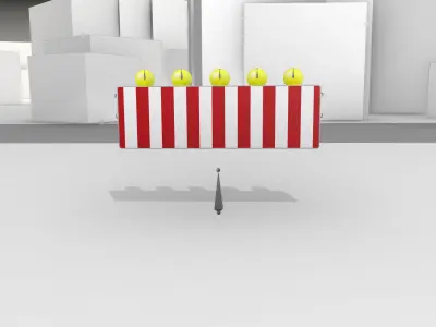 Construction Barrier 6 with animated lights 600-37 500x1600mm Low-poly 3D model