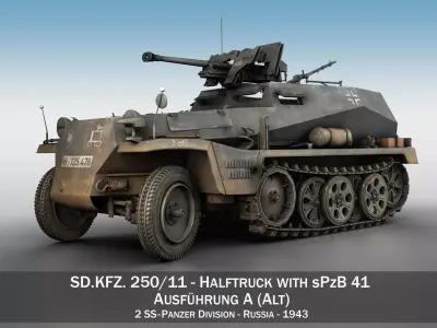 SD KFZ 250 Halftruck with sPzB 41 2 SS-PzDiv 3D model