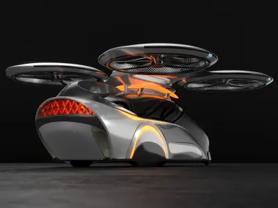Flying autonomous passenger drone concept 3D model