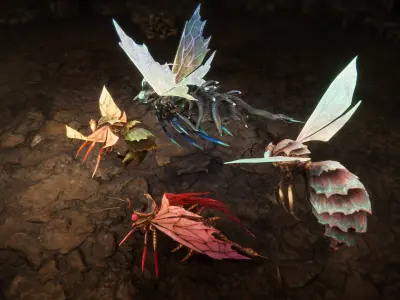 Wasps pack Low-poly 3D model