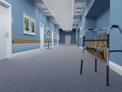 Hospital Hallway and Ward Interiors 3D model