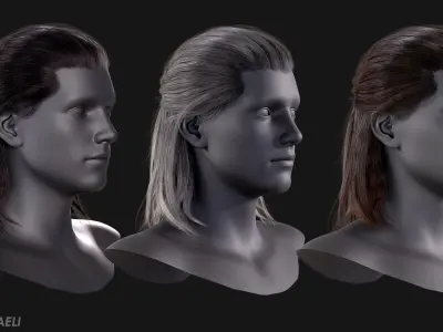 Real Time Hair Card Male Hairstyle part 04 Low-poly 3D model