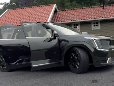 KIA EV9 Luxury SUV Black Rigged 3D model
