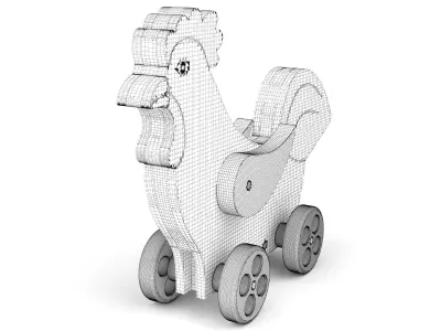 Wooden toy chick 3D model