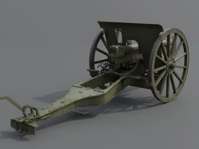 Type 38 Kai 75 mm field gun Low-poly 3D model