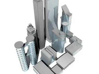 11 Achitectural Building Set 3D model