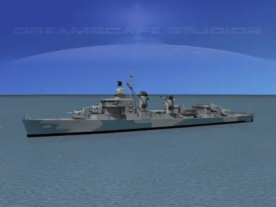Sumner Class Destroyer DD699 USS Waldron 3D model