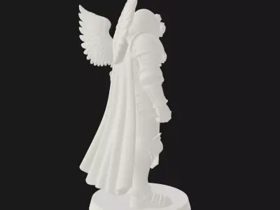 Skull-Faced Warrior Figurine With Crozius Staff 3D Print Model 3D print model
