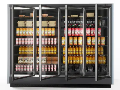 Vertical Glass Door Commercial Fridge 3D model