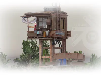 Radio Station Low-poly 3D model