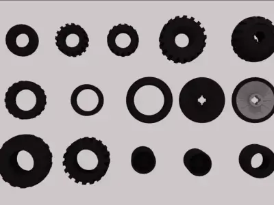 Lego Tire pack Low-poly 3D model